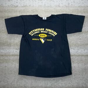 Vintage 90s Pittsburgh Penguins Shirt Mens L Black Lemieux Cotton Short Sleeve